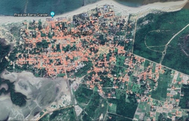 Figuras 4 – Imagem aérea atual de Barra Grande, fonte: Google earth, 2020.Disponível em:https://earth.google.com/web/search/barra+grande+piua%c3%ad/@-2.91018671.